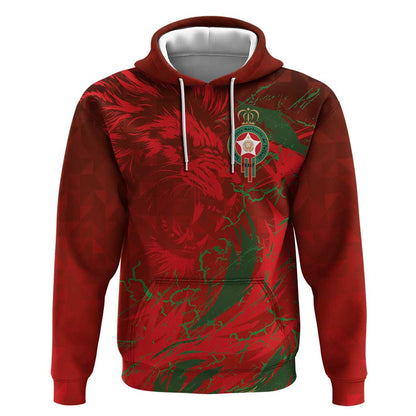 Morocco National Football Custom Hoodie Atlas Lions Sporty Grunge Style - African Pride