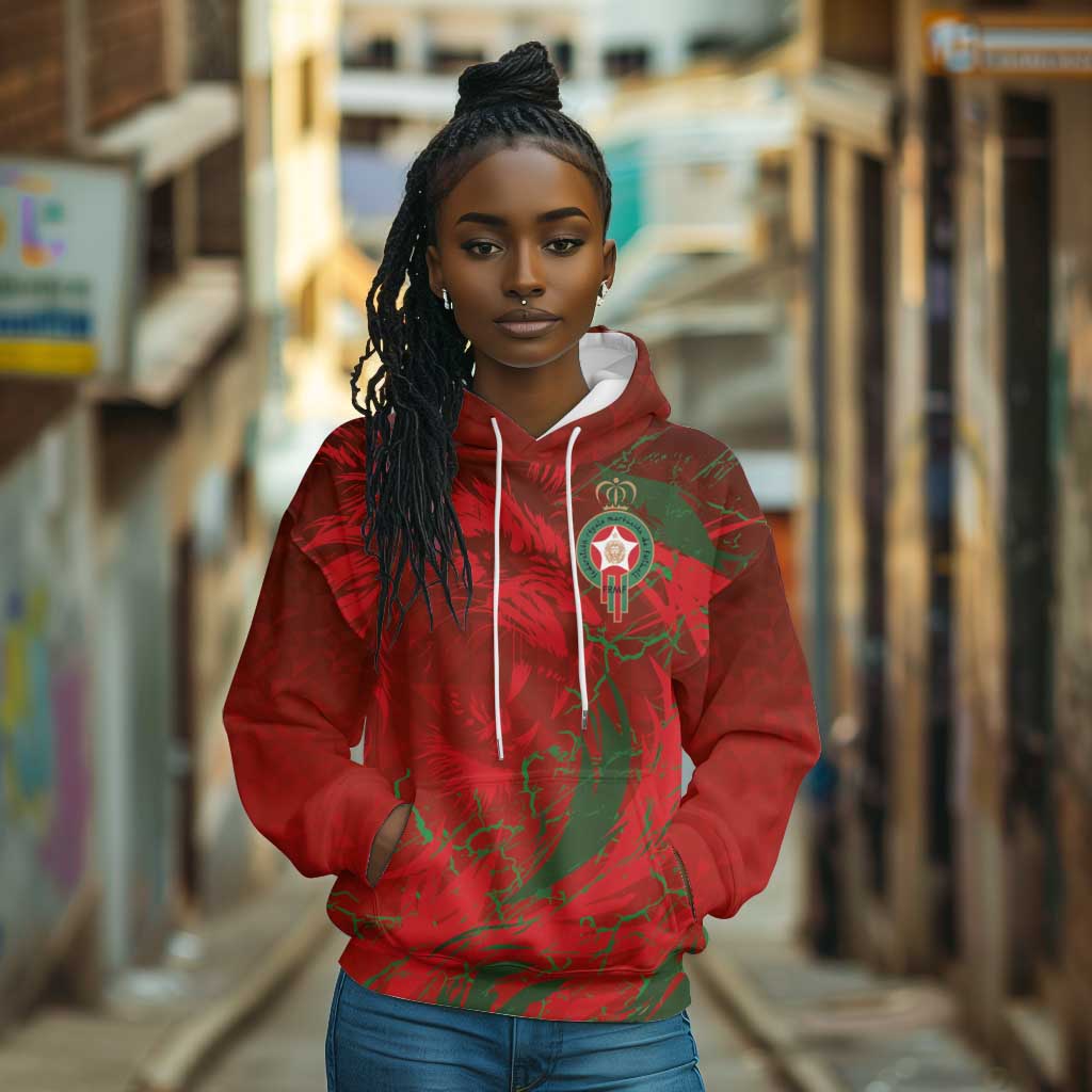 Morocco National Football Custom Hoodie Atlas Lions Sporty Grunge Style - African Pride