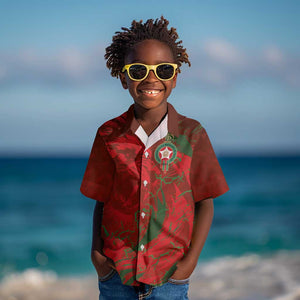 Morocco National Football Custom Kid Hawaiian Shirt Atlas Lions Sporty Grunge Style - African Pride
