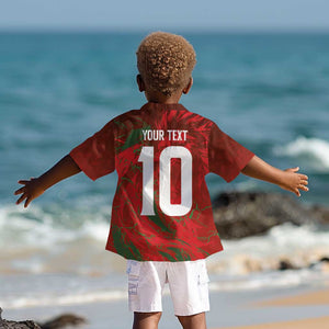 Morocco National Football Custom Kid Hawaiian Shirt Atlas Lions Sporty Grunge Style - African Pride
