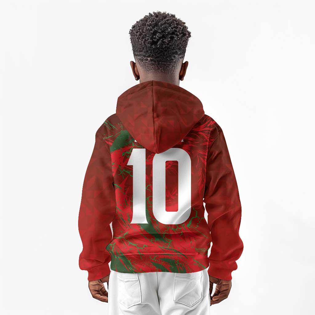 Morocco National Football Custom Kid Hoodie Atlas Lions Sporty Grunge Style - African Pride