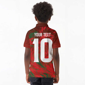 Morocco National Football Custom Kid Polo Shirt Atlas Lions Sporty Grunge Style - African Pride
