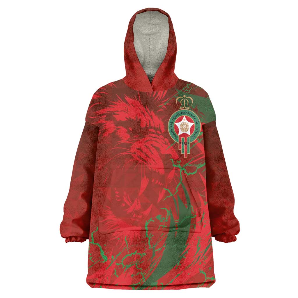 Morocco National Football Custom Kid Wearable Blanket Hoodie Atlas Lions Sporty Grunge Style - African Pride