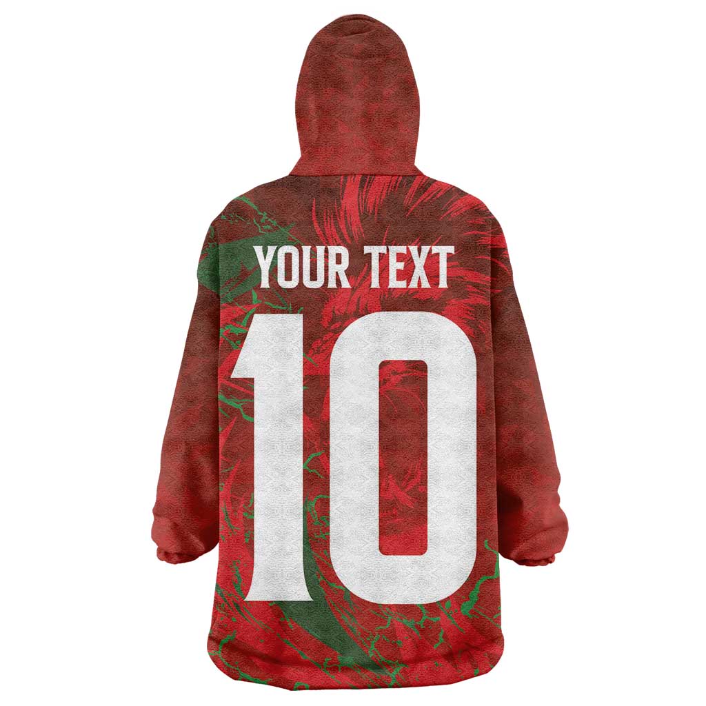 Morocco National Football Custom Kid Wearable Blanket Hoodie Atlas Lions Sporty Grunge Style - African Pride