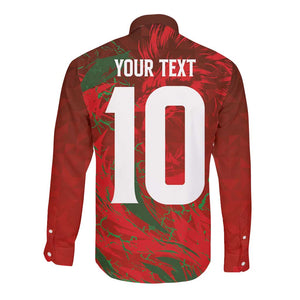 Morocco National Football Custom Long Sleeve Button Shirt Atlas Lions Sporty Grunge Style - African Pride