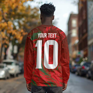 Morocco National Football Custom Long Sleeve Shirt Atlas Lions Sporty Grunge Style - African Pride
