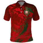 Morocco National Football Custom Polo Shirt Atlas Lions Sporty Grunge Style - African Pride