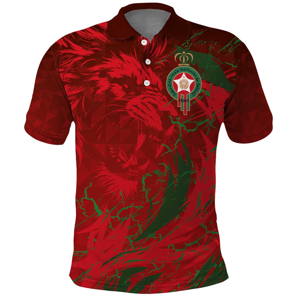 Morocco National Football Custom Polo Shirt Atlas Lions Sporty Grunge Style - African Pride