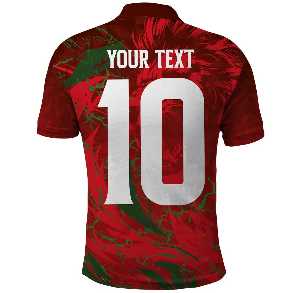 Morocco National Football Custom Polo Shirt Atlas Lions Sporty Grunge Style - African Pride