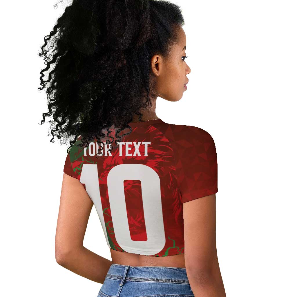 Morocco National Football Custom Raglan Cropped T shirt Atlas Lions Sporty Grunge Style - African Pride