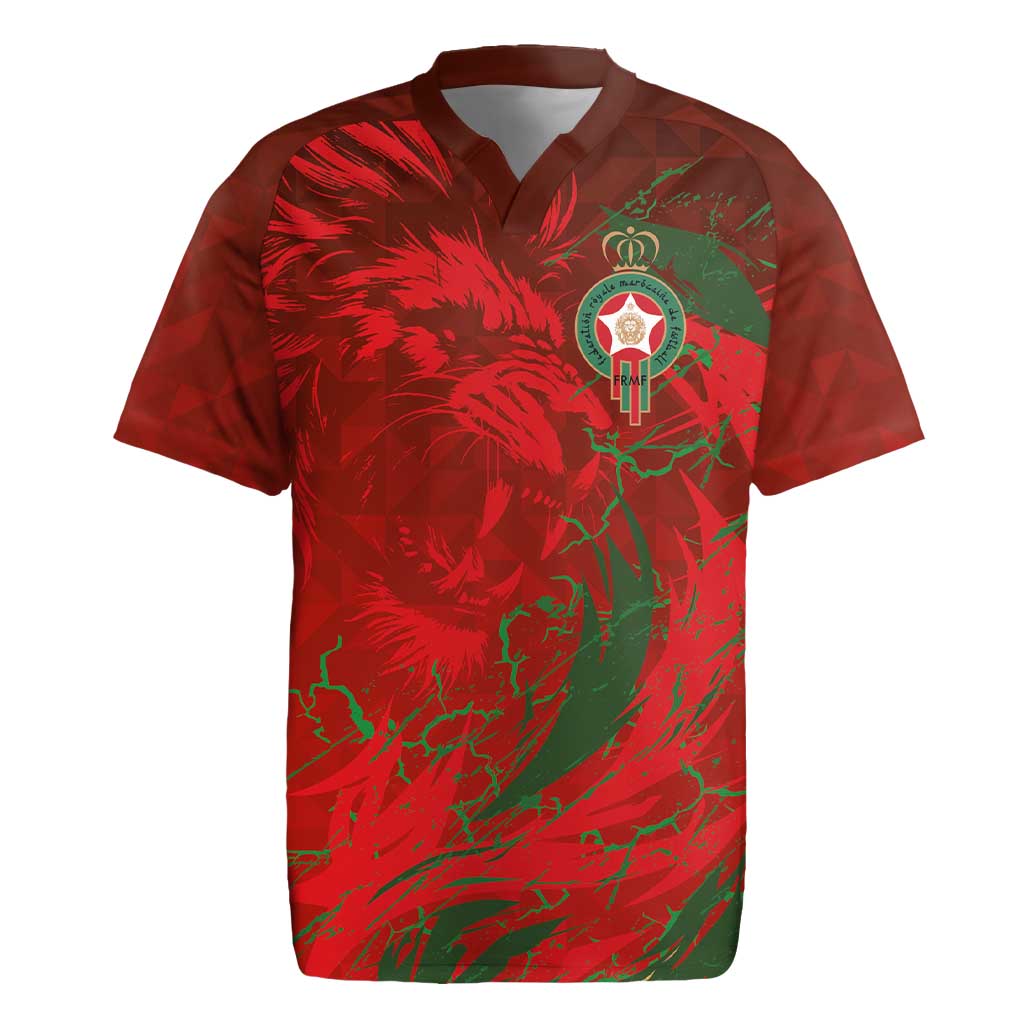 Morocco National Football Custom Rugby Jersey Atlas Lions Sporty Grunge Style - African Pride