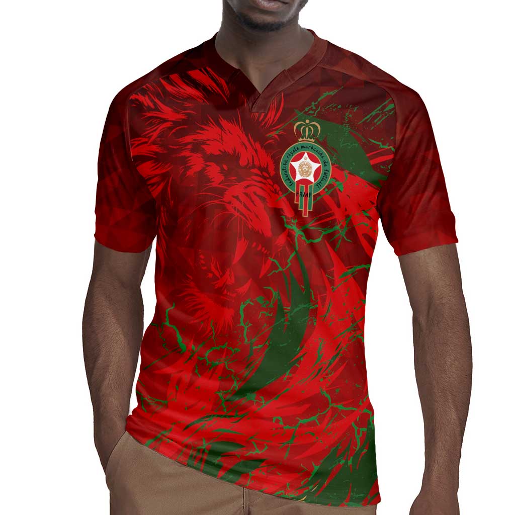 Morocco National Football Custom Rugby Jersey Atlas Lions Sporty Grunge Style - African Pride