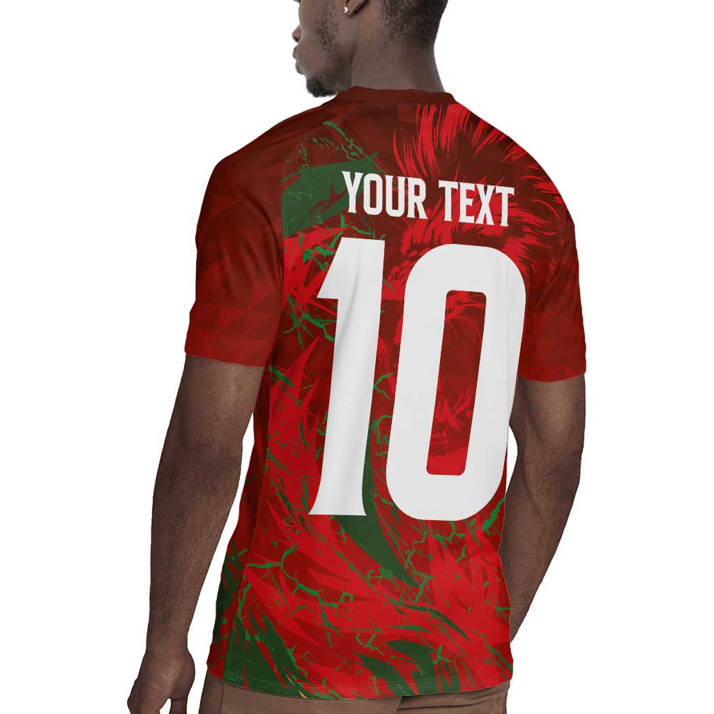 Morocco National Football Custom Rugby Jersey Atlas Lions Sporty Grunge Style - African Pride