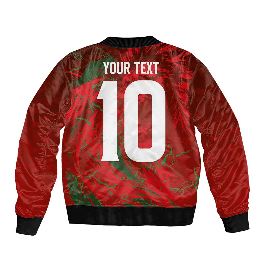Morocco National Football Custom Sleeve Zip Bomber Jacket Atlas Lions Sporty Grunge Style - African Pride
