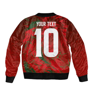 Morocco National Football Custom Sleeve Zip Bomber Jacket Atlas Lions Sporty Grunge Style - African Pride