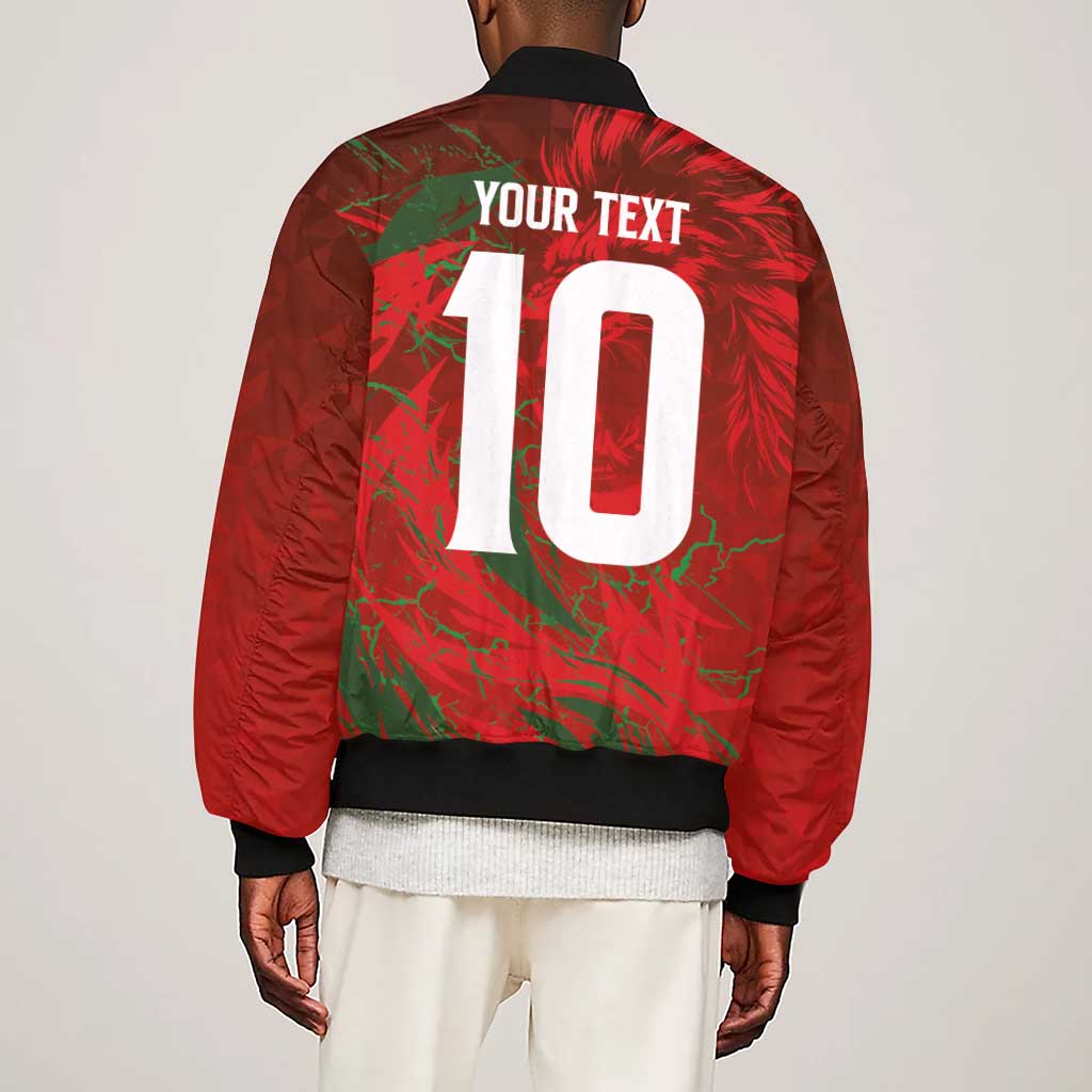 Morocco National Football Custom Sleeve Zip Bomber Jacket Atlas Lions Sporty Grunge Style - African Pride