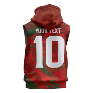 Morocco National Football Custom Sleeveless Hoodie Atlas Lions Sporty Grunge Style - African Pride