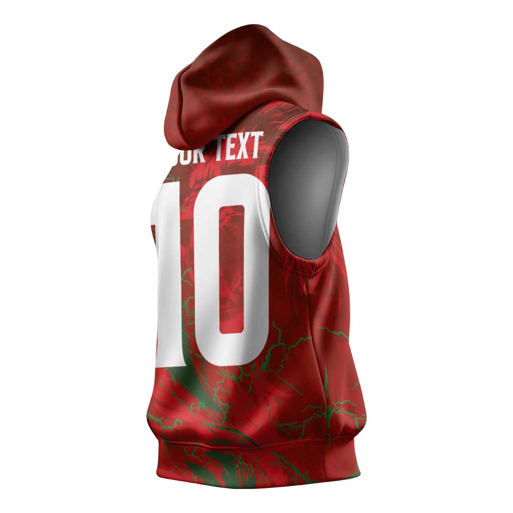 Morocco National Football Custom Sleeveless Hoodie Atlas Lions Sporty Grunge Style - African Pride
