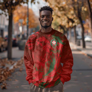 Morocco National Football Custom Sweatshirt Atlas Lions Sporty Grunge Style - African Pride