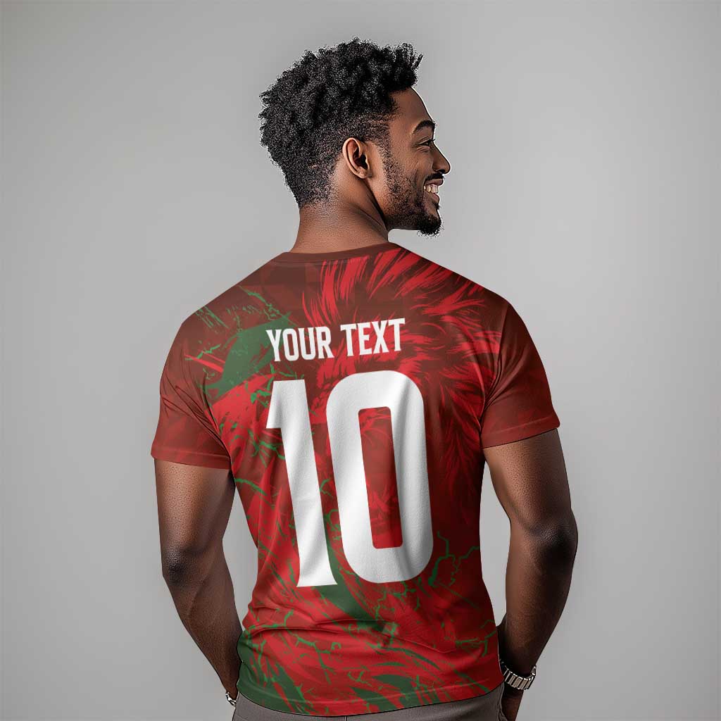 Morocco National Football Custom T shirt Atlas Lions Sporty Grunge Style - African Pride