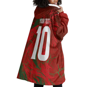 Morocco National Football Custom Wearable Blanket Hoodie Atlas Lions Sporty Grunge Style - African Pride