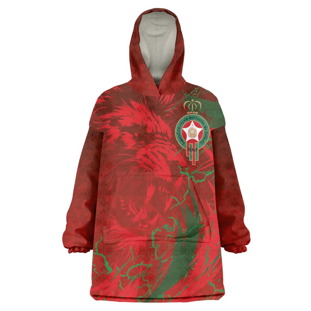 Morocco National Football Custom Wearable Blanket Hoodie Atlas Lions Sporty Grunge Style - African Pride