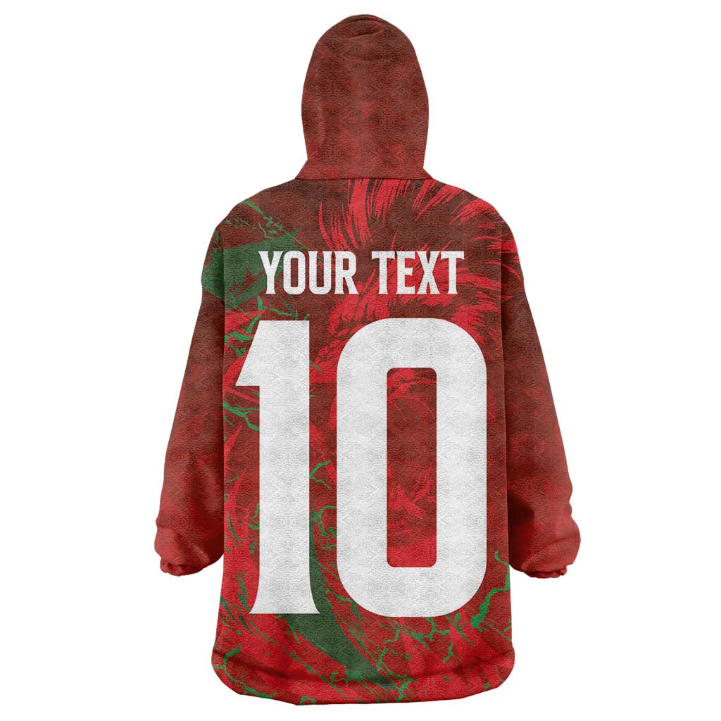 Morocco National Football Custom Wearable Blanket Hoodie Atlas Lions Sporty Grunge Style - African Pride