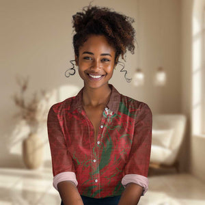 Morocco National Football Custom Women Casual Shirt Atlas Lions Sporty Grunge Style - African Pride