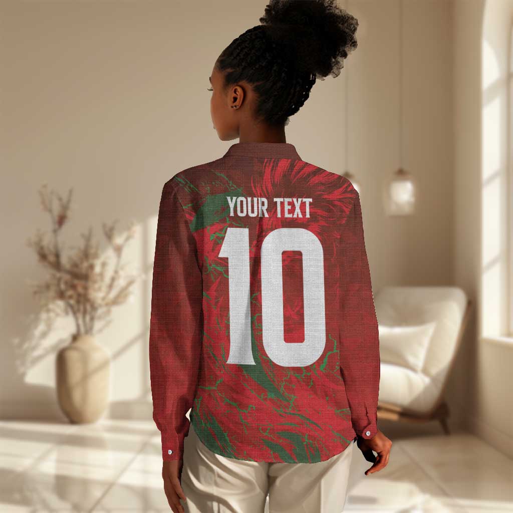 Morocco National Football Custom Women Casual Shirt Atlas Lions Sporty Grunge Style - African Pride