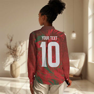 Morocco National Football Custom Women Casual Shirt Atlas Lions Sporty Grunge Style - African Pride