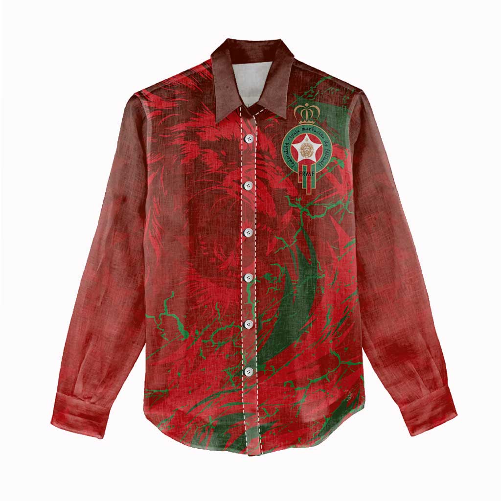 Morocco National Football Custom Women Casual Shirt Atlas Lions Sporty Grunge Style - African Pride