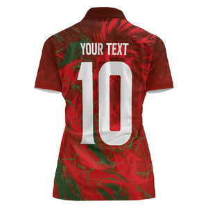 Morocco National Football Custom Women Polo Shirt Atlas Lions Sporty Grunge Style - African Pride