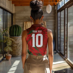 Morocco National Football Custom Women Sleeveless Polo Shirt Atlas Lions Sporty Grunge Style - African Pride