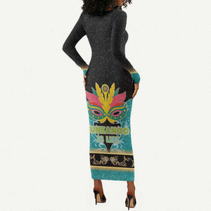 Afro Bahamians Junkanoo Long Sleeve Bodycon Dress Junkanoo Is Life LT05