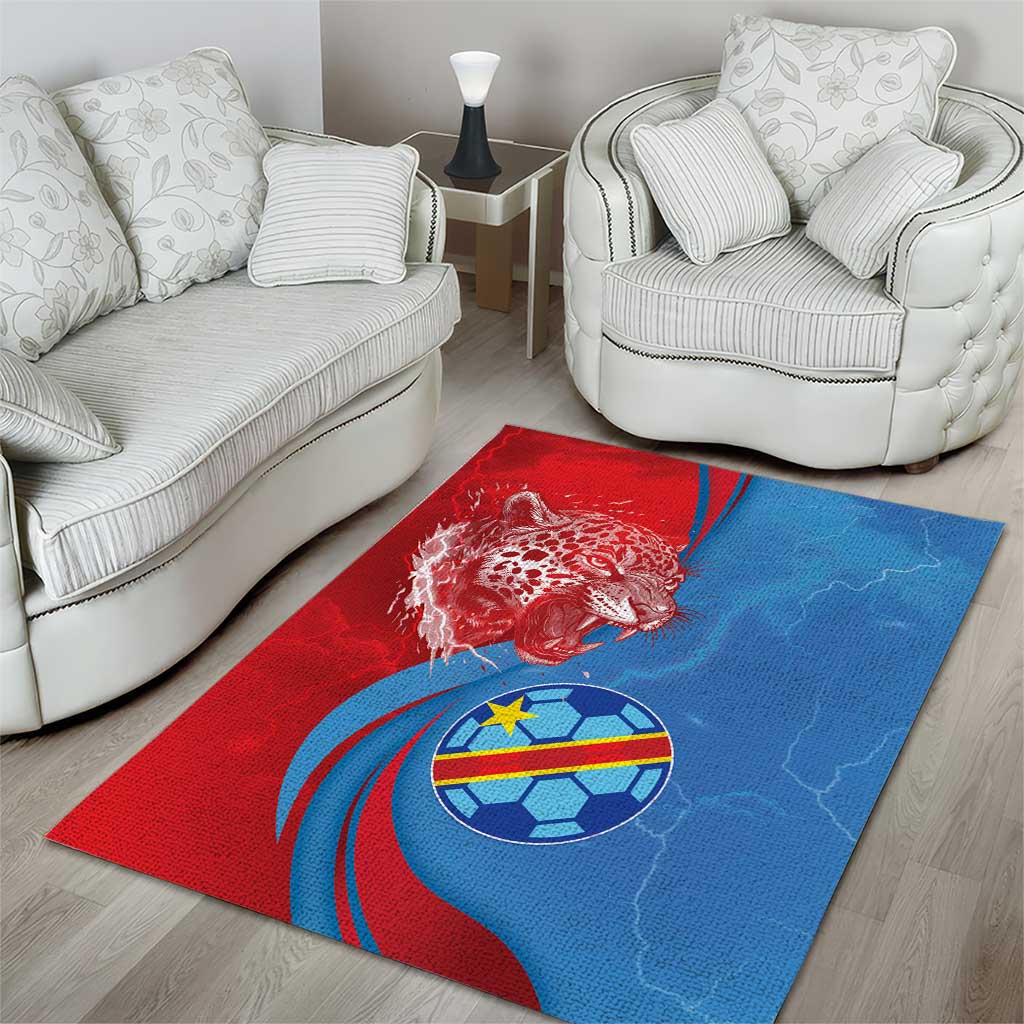Football 2026 DR Congo Leopards Area Rug Lightning Style