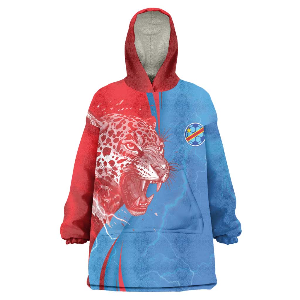 Custom Football 2026 DR Congo Leopards Kid Wearable Blanket Hoodie Lightning Style