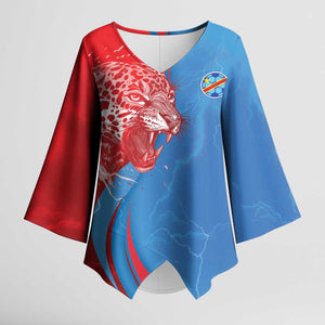 Custom Football 2026 DR Congo Leopards Kimono Sleeve Blouse Lightning Style