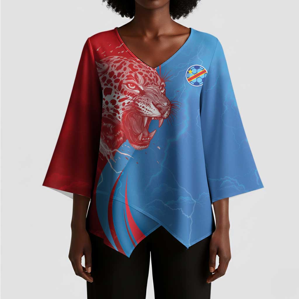 Custom Football 2026 DR Congo Leopards Kimono Sleeve Blouse Lightning Style