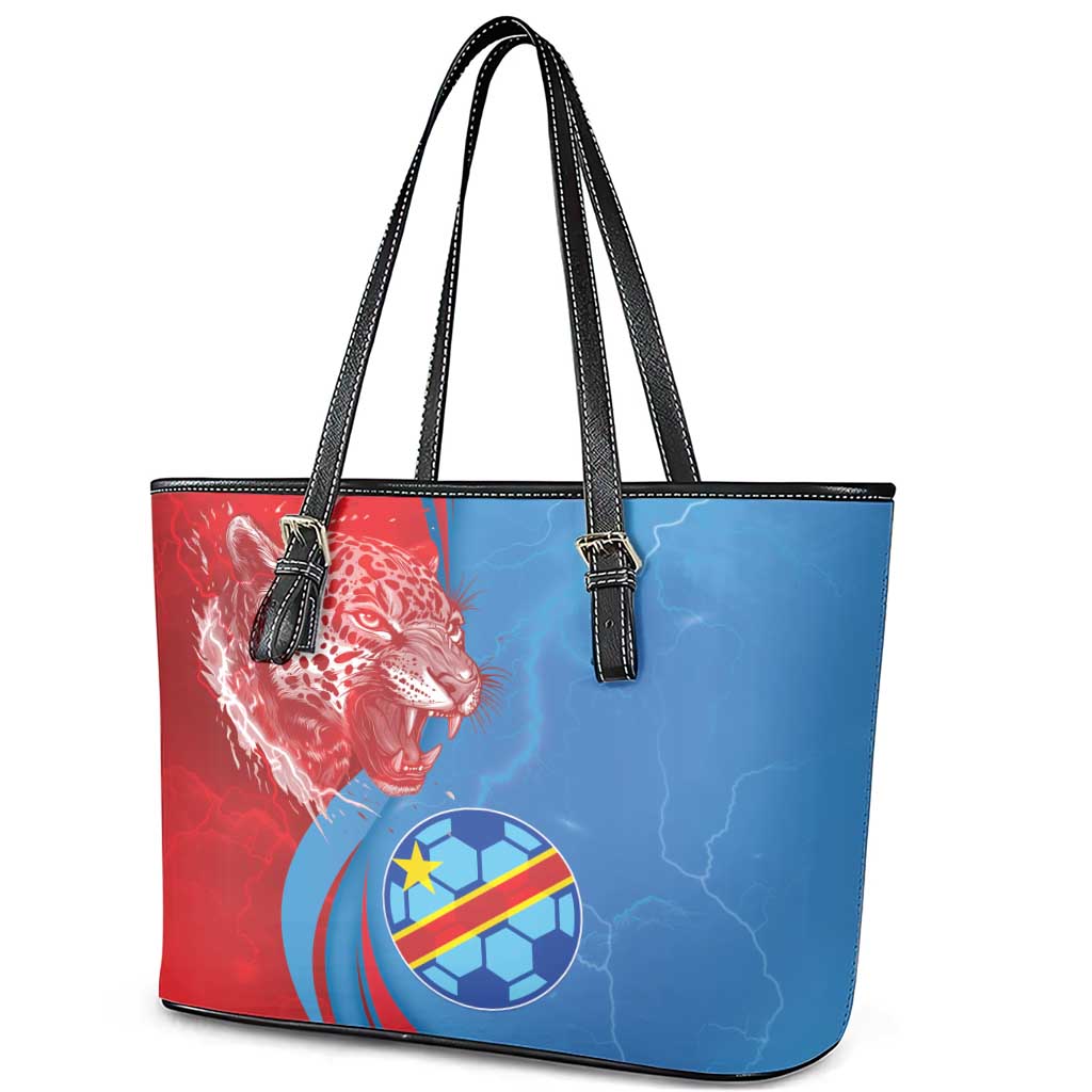 Football 2026 DR Congo Leopards Leather Tote Bag Lightning Style