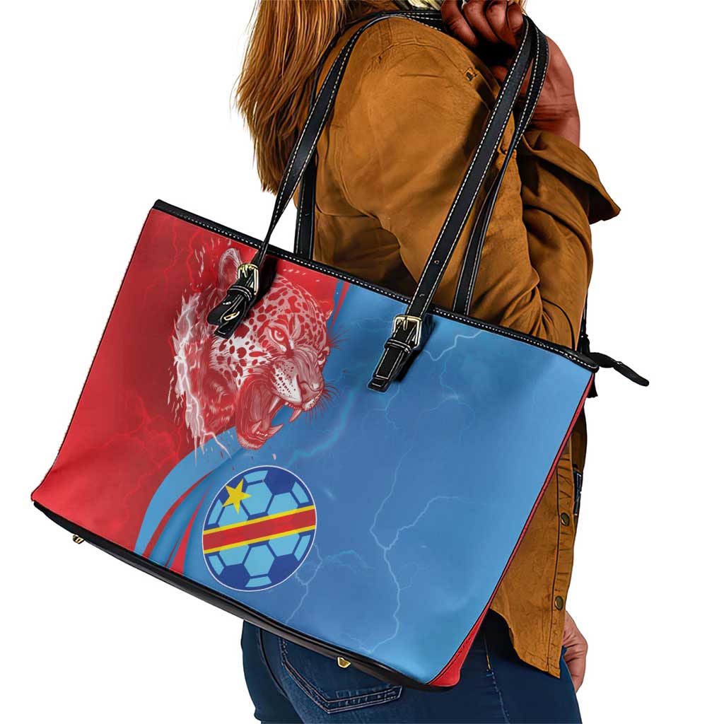 Football 2026 DR Congo Leopards Leather Tote Bag Lightning Style