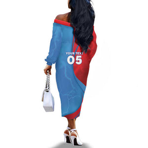 Custom Football 2026 DR Congo Leopards Off The Shoulder Long Sleeve Dress Lightning Style