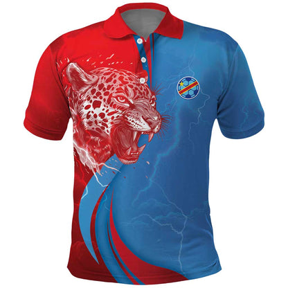Custom Football 2026 DR Congo Leopards Polo Shirt Lightning Style