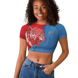 Custom Football 2026 DR Congo Leopards Raglan Cropped T shirt Lightning Style