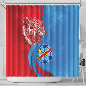Football 2026 DR Congo Leopards Shower Curtain Lightning Style