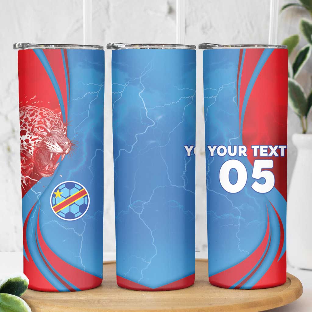 Custom Football 2026 DR Congo Leopards Skinny Tumbler Lightning Style