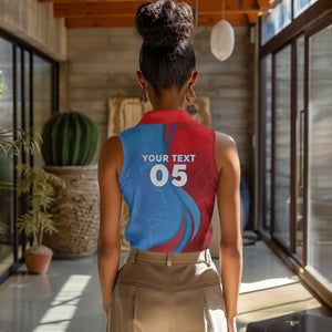 Custom Football 2026 DR Congo Leopards Women Sleeveless Polo Shirt Lightning Style
