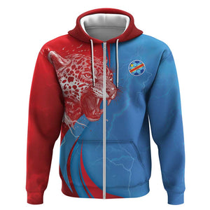 Custom Football 2026 DR Congo Leopards Zip Hoodie Lightning Style