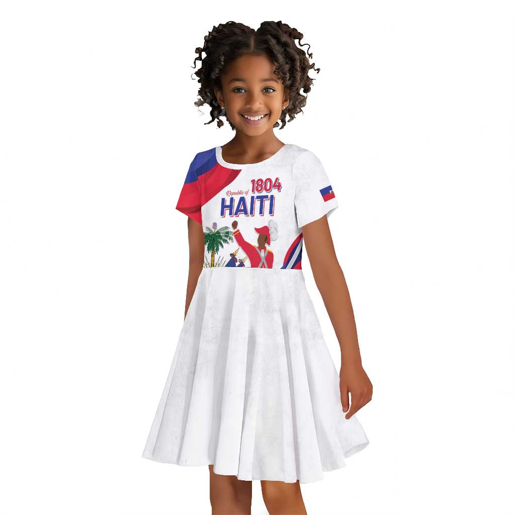 Personalised Haiti 222nd Anniversary Independence Day Kid Short Sleeve Dress - African Pride