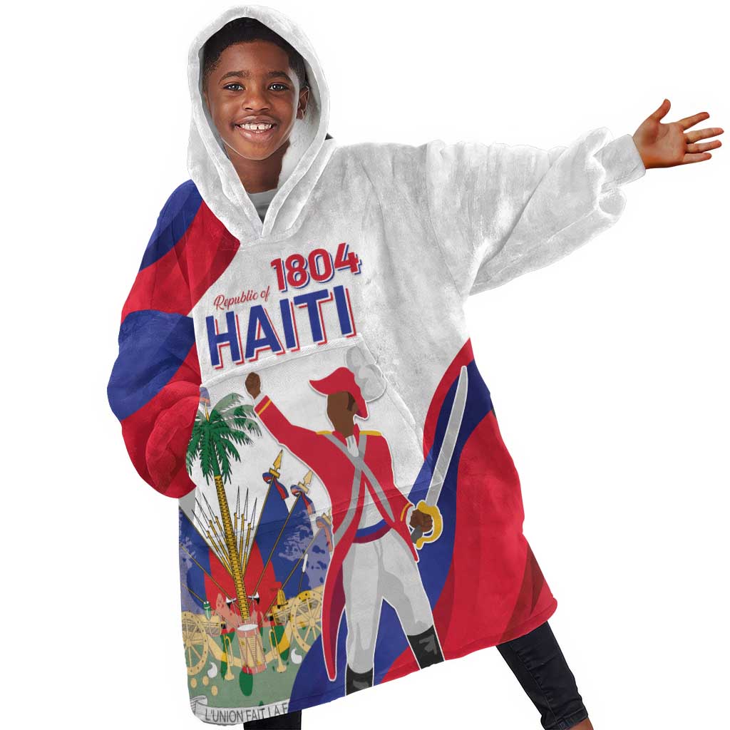Personalised Haiti 222nd Anniversary Independence Day Kid Wearable Blanket Hoodie - African Pride