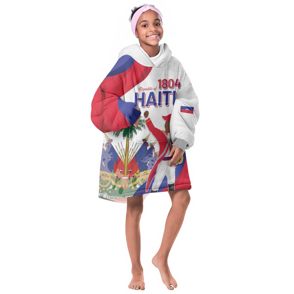 Personalised Haiti 222nd Anniversary Independence Day Kid Wearable Blanket Hoodie - African Pride